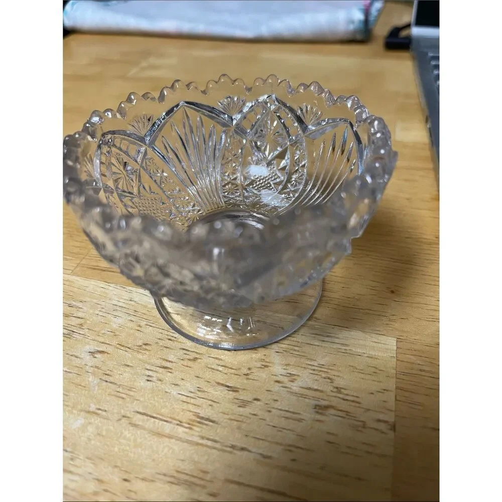 Pressed Glass Pedestal Dessert Bowl in Clear